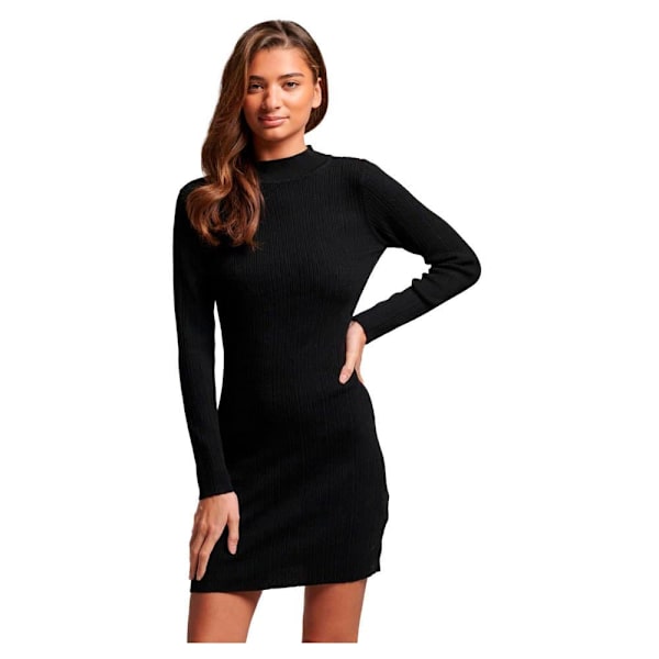 Superdry Langærmet Kort Kjole Backless Bodycon Sort S Kvinde