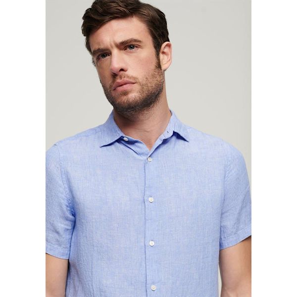 Superdry Studios Casual Linen T-shirt Med Korte ærmer Blå 3XL Mand