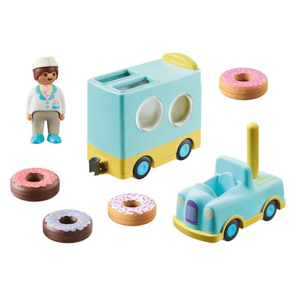 Playmobil Donut Truck Construction Game 1.2.3 Blå