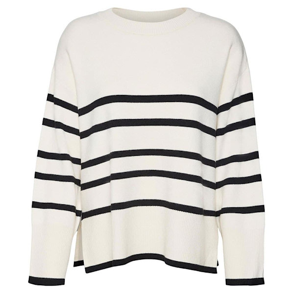 Vero Moda O Neck Sweater Saba Stripe Beige,Sort S Kvinde