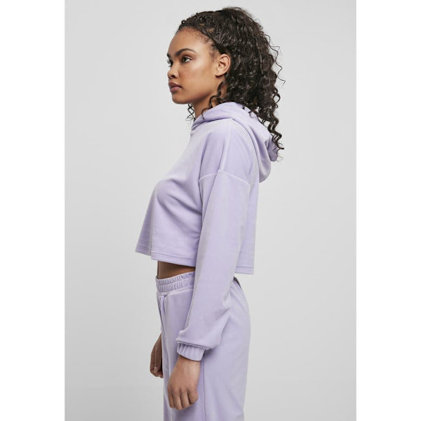 Urban Classics Cropped Velvet Oversized Sweatshirt Blå XS Kvinde