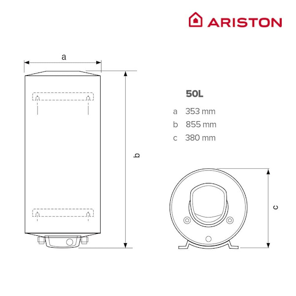 Ariston Pysty Tai Vaakasuora Sähkötermo Fleck Bon 50l 1200w Kirkas