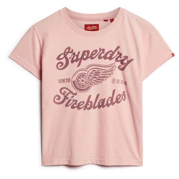 Superdry Archive Kiss Print Fit T-shirt Med Korta ärmar Rosa S Kvinna