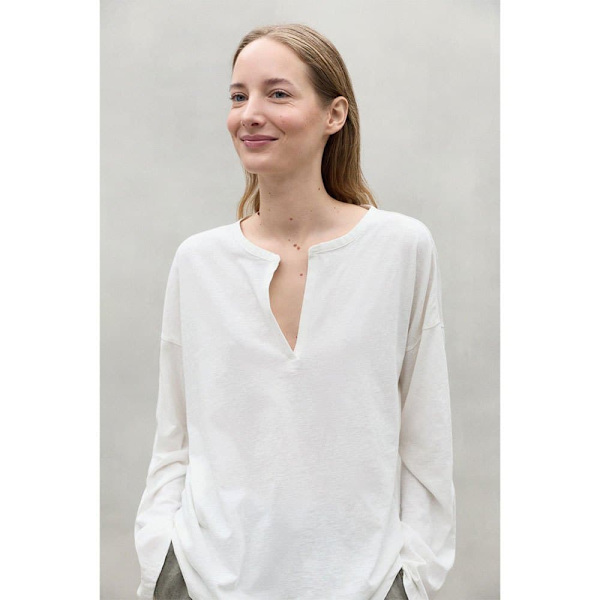Ecoalf Ronne Långärmad T-shirt Med V-ringning Vit XS Kvinna