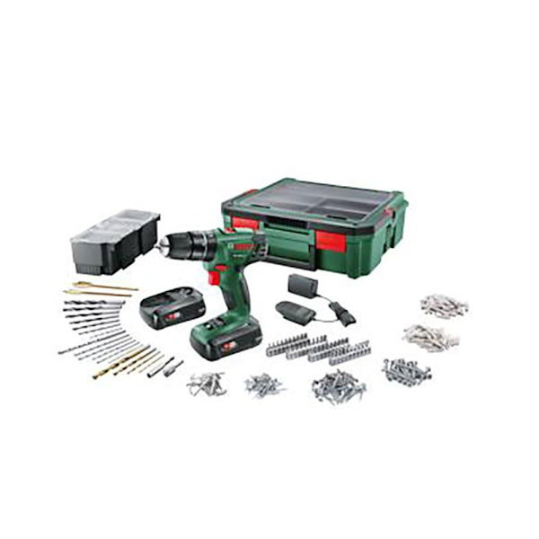 Bosch Professional Psb 1800 Li-2 Systembox + 241 Stykker Elektrisk Skruetrækker Søvfarvet