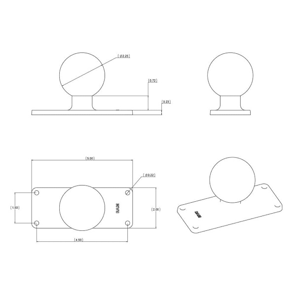 Ram Mounts 1.5x4.5´´ 4-reikäinen Pallojalusta