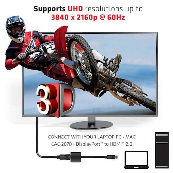 Club-3d Displayport Til Hdmi-adapter Cac2070 Sort