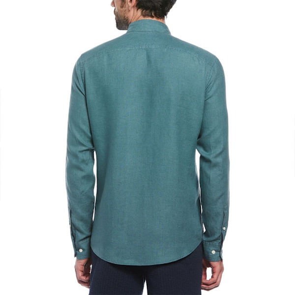 Original Penguin Delave Linen With Pocket Skjorte Med Lange ærmer Grøn S Mand