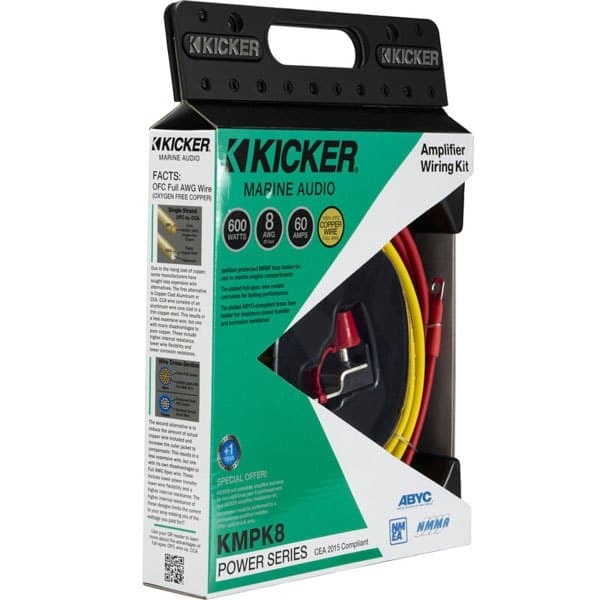 Kicker Forstærker Marine 8awg Amplifier Power Kit Tinned Søvfarvet