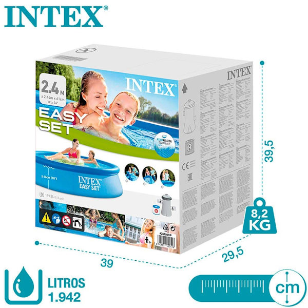 Intex Med Filterpatronpumpe Easy Set 244x61 Cm Pool Blå 244 x 61 cm