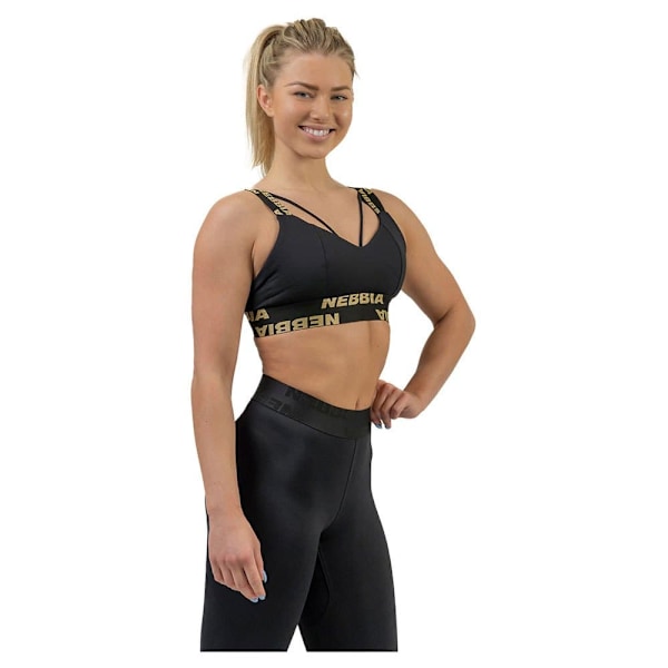 Nebbia Sports Top Høj Support Padded Intense Iconic Gold Sort XS Kvinde