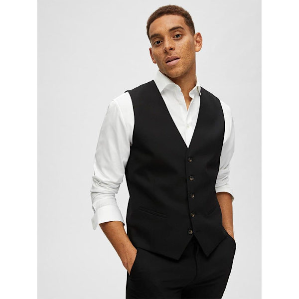 Selected Neil Slim Fit Vest Sort 50 Mand