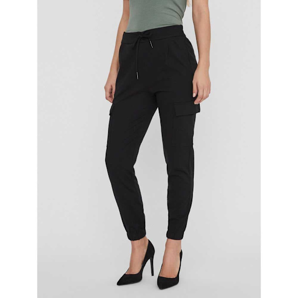 Vero Moda Cargo Byxor Med Mitten Av Midjan Eva Svart L / 34 Kvinna
