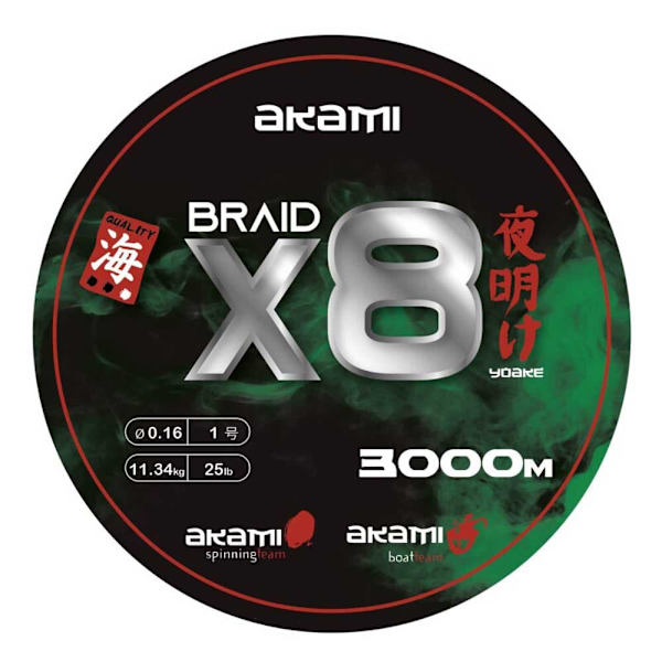 Akami Flettet Yoake X8 3000 M Grøn 0.120 mm