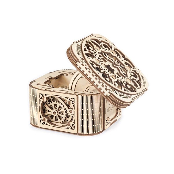 Ugears Treasure Box Træ Mekanisk Model Gylden