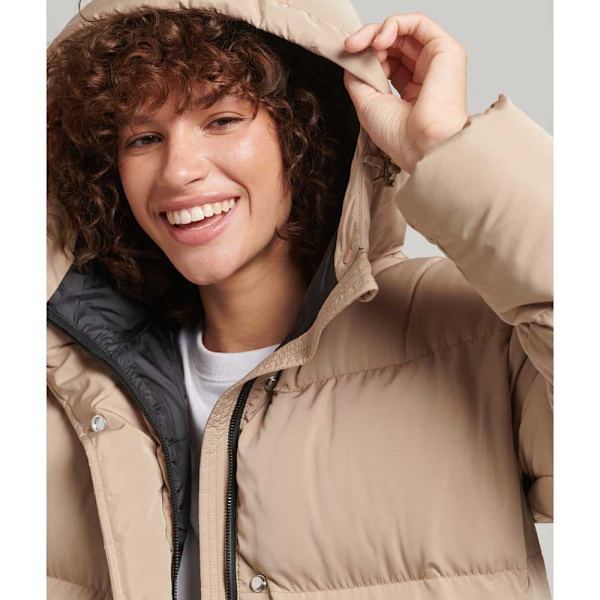 Superdry Jacka Studios Longline Duvet Beige M Kvinna