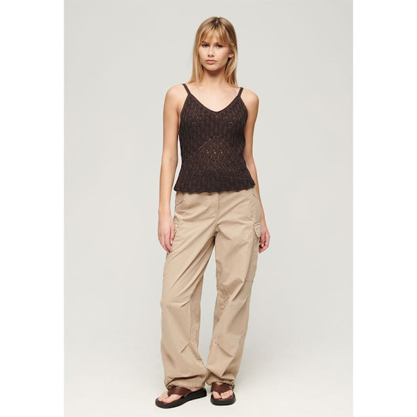 Superdry Crochet Cami ærmeløs T-shirt Brun XL Kvinde