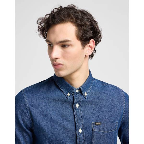 Lee Button Down Skjorta Med Långa ärmar Blå 2XL Man
