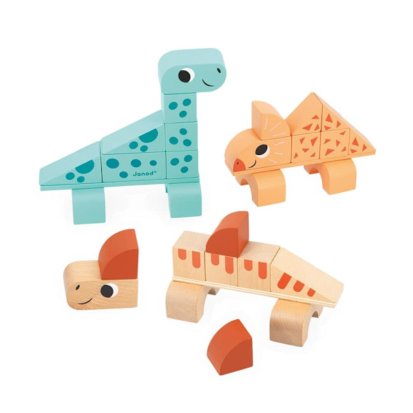 Janod Cubikosaurus. Dino Dino Saurs At Bygge Orange