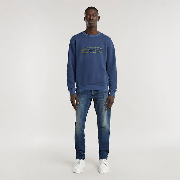 G-star Destroyed G Logo Washed Tröja Blå S Man