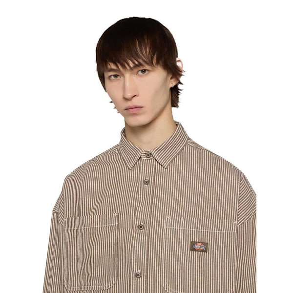 Dickies Hickory Skjorte Med Lange ærmer Beige S Mand