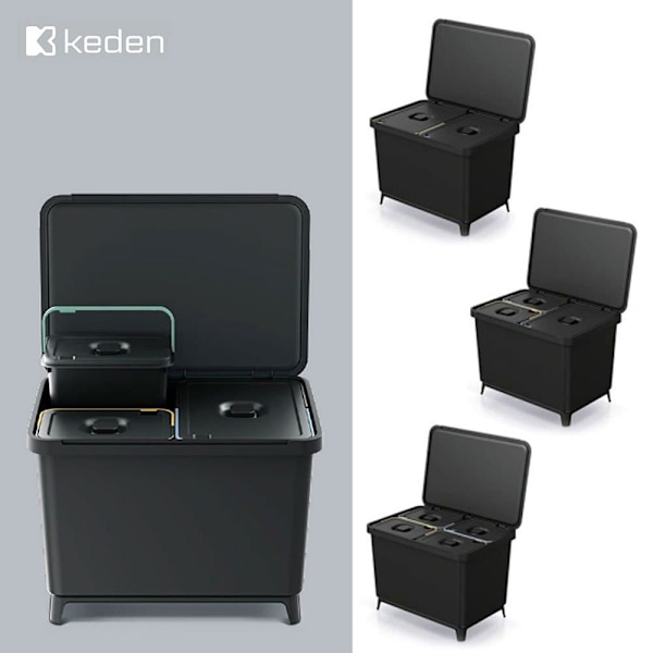 Keden Genbrugsskraldespand 4x10l Systema 56x39x41 Cm Søvfarvet