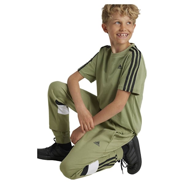 Adidas Tiberio 3 Stripes Colorblock Fleece Joggers Grönt 9-10 Years Pojke