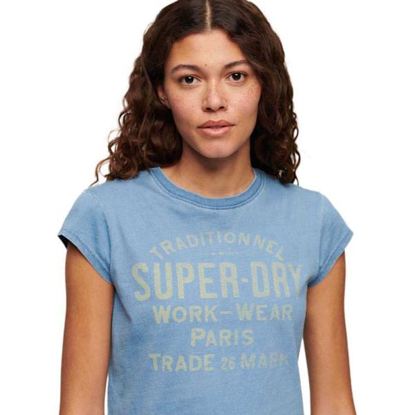 Superdry Indigo Workwear Cap Lyhythihainen T-paita Sininen M Nainen