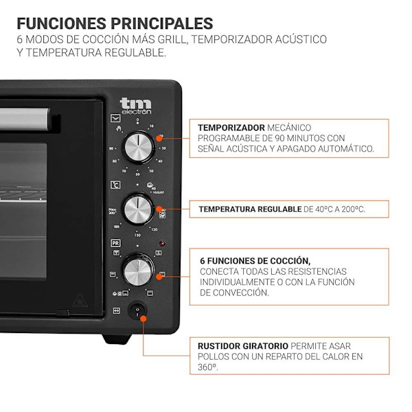 Tm Electron Rotisserie Varmluftsovn Tmpho045 45l 1400w Søvfarvet