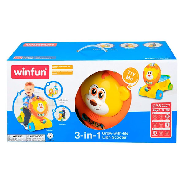 Winfun Ride-on Walker 3-in-1 Grow-with-me Lion Scooter Monivärinen 12-36 Months