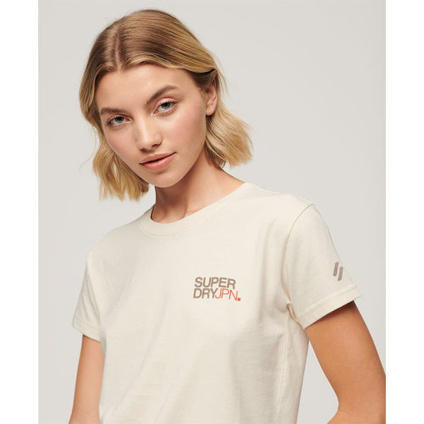 Superdry Sportswear Logo Fitted Lyhythihainen T-paita Beige S Nainen