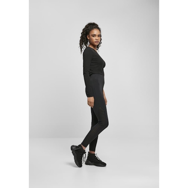 Urban Classics Biker Tech Mesh Big High Waist Leggings Sort 4XL Kvinde