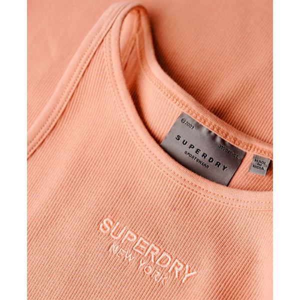 Superdry Embroidered Rib Racer ærmeløs Kort Kjole Rosa S Kvinde