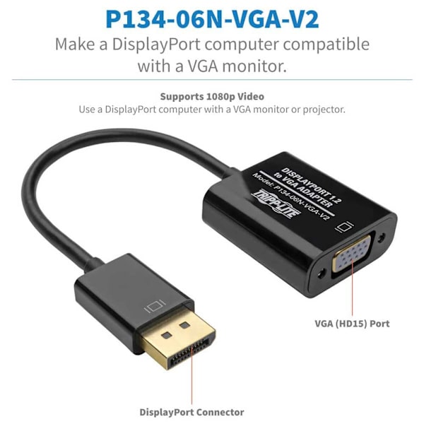 Eaton Displayport Til Vga-adapter P134-06n-vga-v2 Søvfarvet