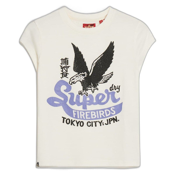 Superdry Embellished Poster Cap T-shirt Med Korte ærmer Hvid XS Kvinde