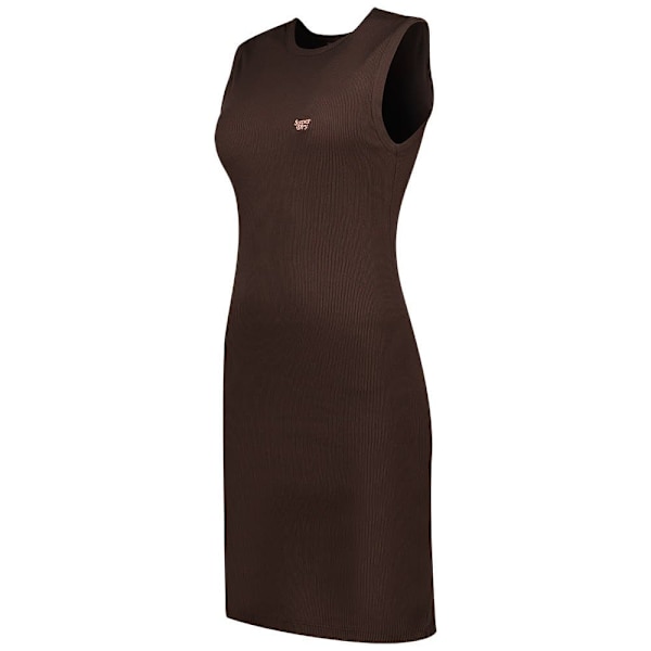 Superdry Rib Bodycon ærmeløs Kort Kjole Brun XS Kvinde