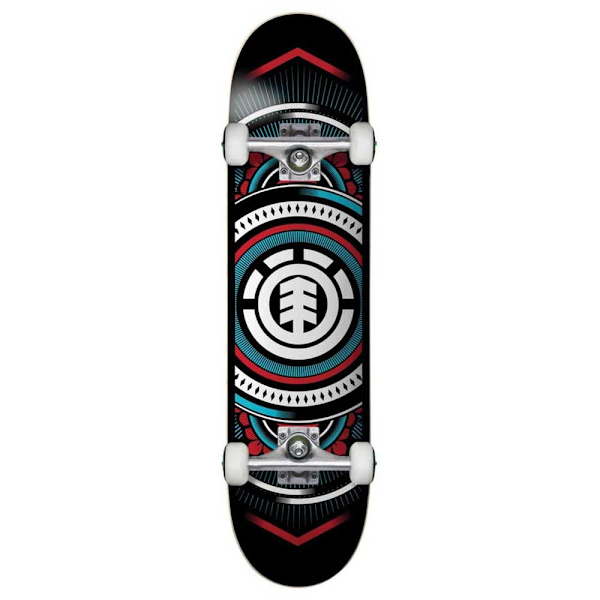 Element Skateboard Hatched Red Blue Sort