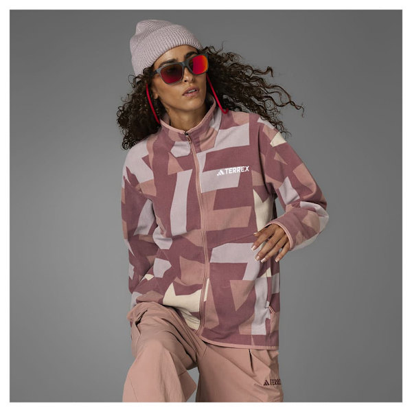 Adidas Terrex Multi Printed Fleecejacka Med Dragkedja Rosa S Kvinna