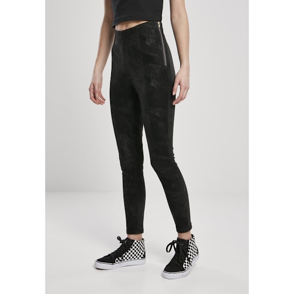 Urban Classics Bukser Washed Faux Leather Sort S Kvinde