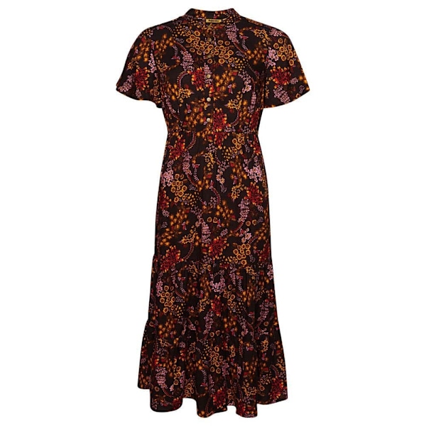 Superdry Kortærmet Midikjole Printed Tiered Brun M Kvinde