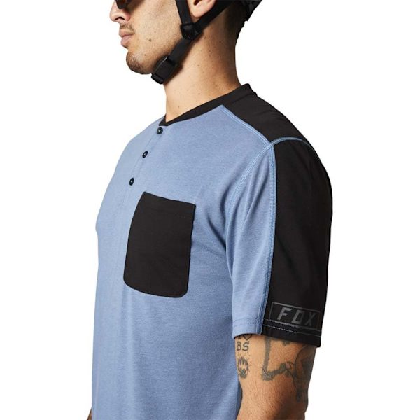 Fox Racing Mtb Ranger Drirelease® Henley T-shirt Med Korta ärmar Blå S Man