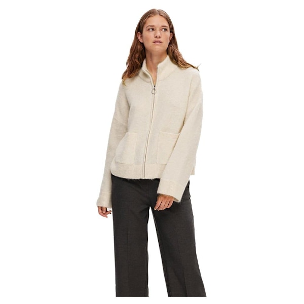 Selected Tröja Med Full Dragkedja Sia Beige S Kvinna
