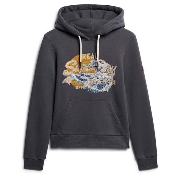 Superdry Tokyo Vl Graphic Huvtröja Grå L Kvinna