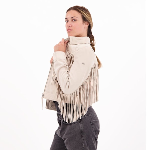 Superdry Jakke Festival Leather Hvid M Kvinde