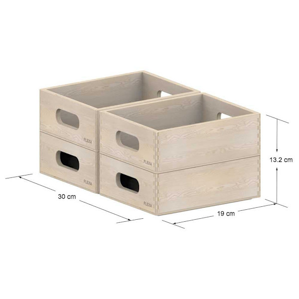 Flexa Set Med Mini Förvaringslådor I Trä Silver