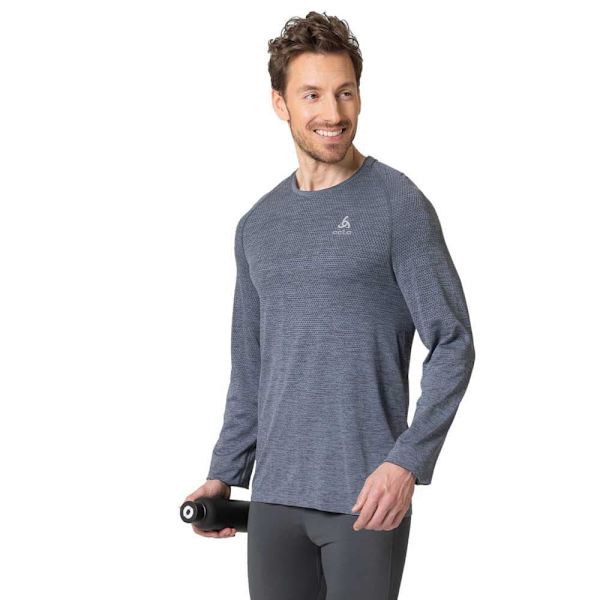 Odlo Långärmad T-shirt Crew Essential Seamless Grå S Man