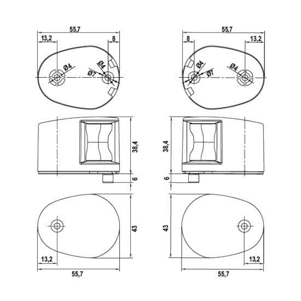 Lalizas Fos Led 12 Port Starboard Deck Sort