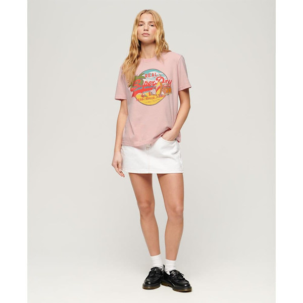 Superdry La Vl Graphic Relaxed T-shirt Med Korta ärmar Rosa M Kvinna