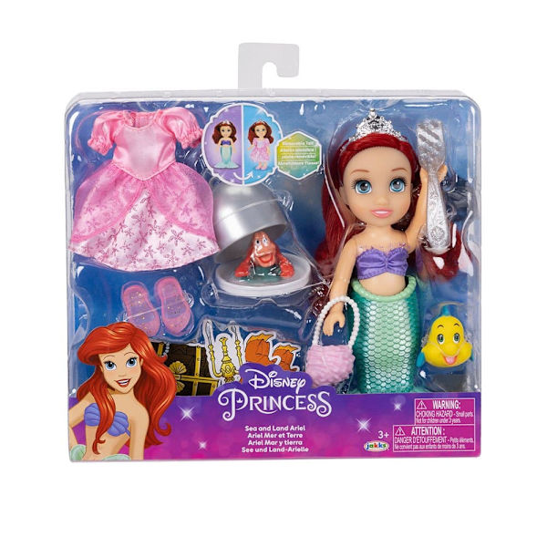 Disney 15 Cm Ariel Sea And Land With Different Classic And Little Mermaid Outfits Docka Flerfärgad
