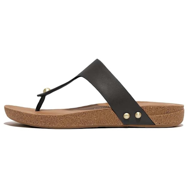 Fitflop Iqushion Leather Toe-post Tofflor Svart EU 38 Kvinna